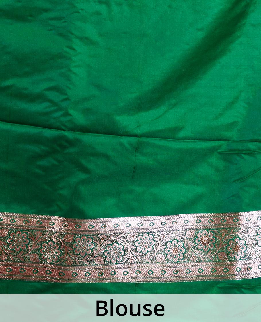 Purple zari buttas banaras nylon silk saree, contrast traditional zari and micro stonework border, and intricately zari woven pallu with stone work