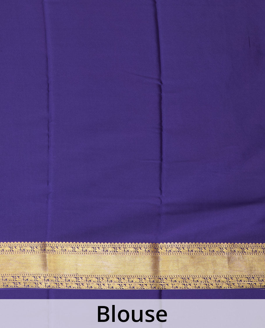 Pink two-headed eagle motifs zari woven Mysore silk saree, contrast traditional zari border, and pallu of thick zari designs