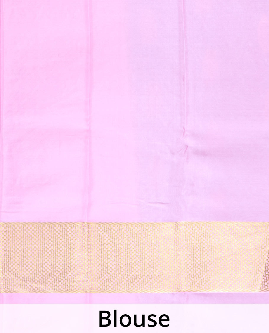 Maroon zari buttas Mysore silk saree, contrast traditional zari border, and pallu of jaal design