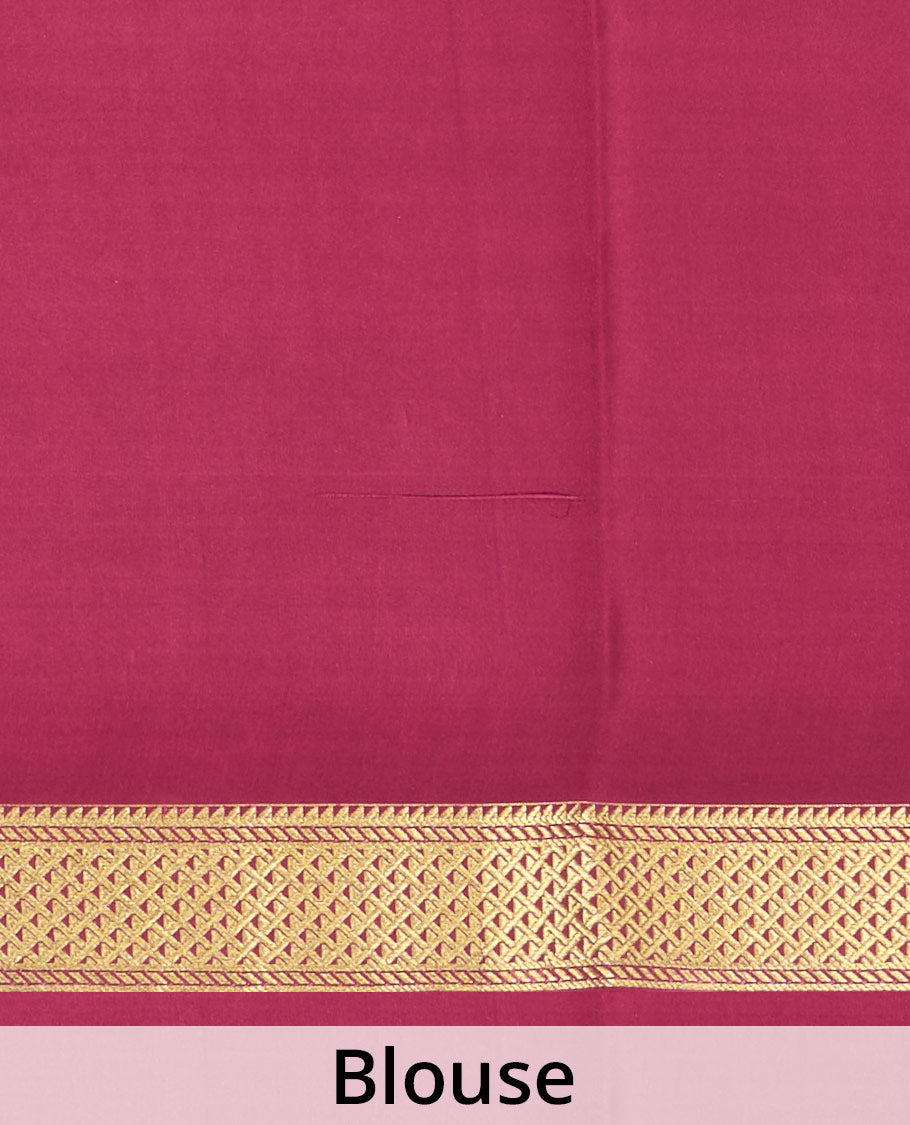 Lemon yellow zari striped and zari buttas Mysore silk saree, contrast jaal zari border, pallu of jaal design