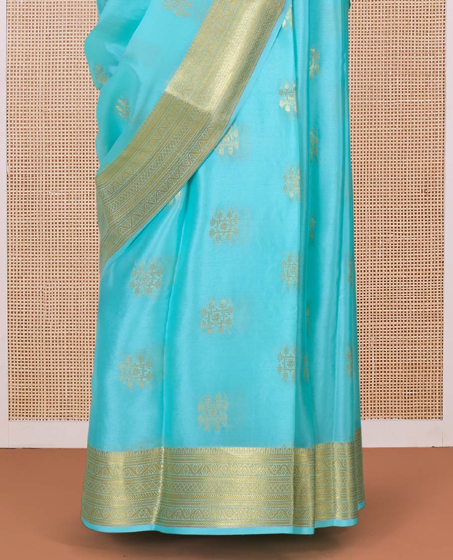 Green zari buttas Mysore silk saree, traditional zari border, and jaal pallu
