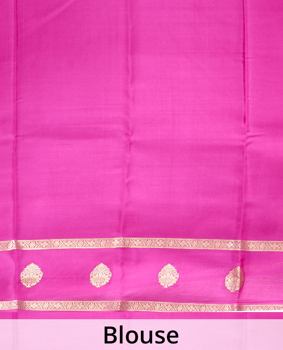 Blue zari buttas Mysore silk saree, contrast traditional zari border, and jaal pallu