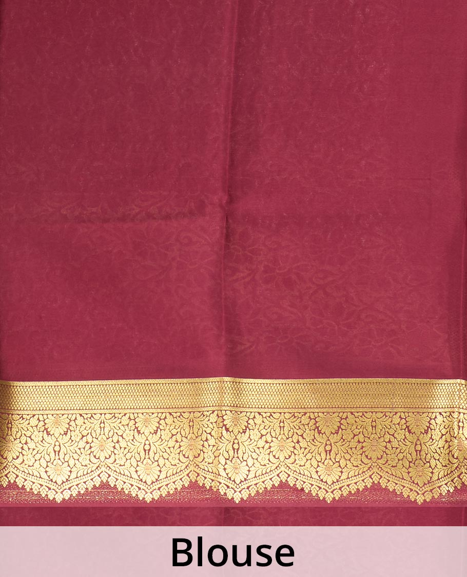 Green zari buttas Mysore silk saree, contrast traditional zari border, and pallu of floral jaal designs