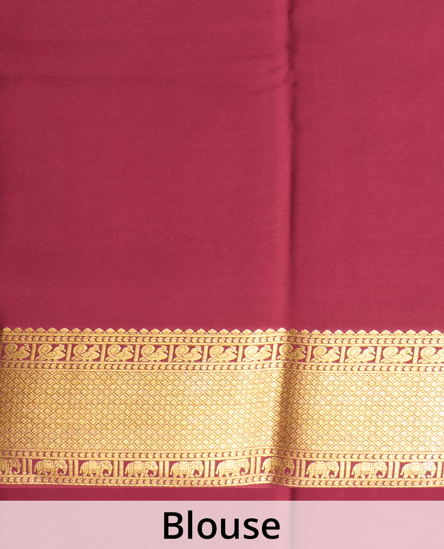 Green two-headed eagle motifs zari woven Mysore silk saree, traditional zari border, and contrast intricate pallu