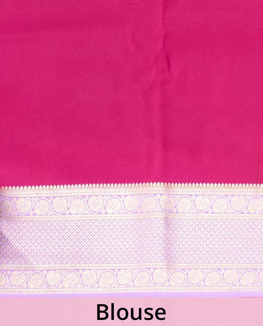 Lavender zari buttas Mysore silk saree, contrast traditional zari border and intricate pallu