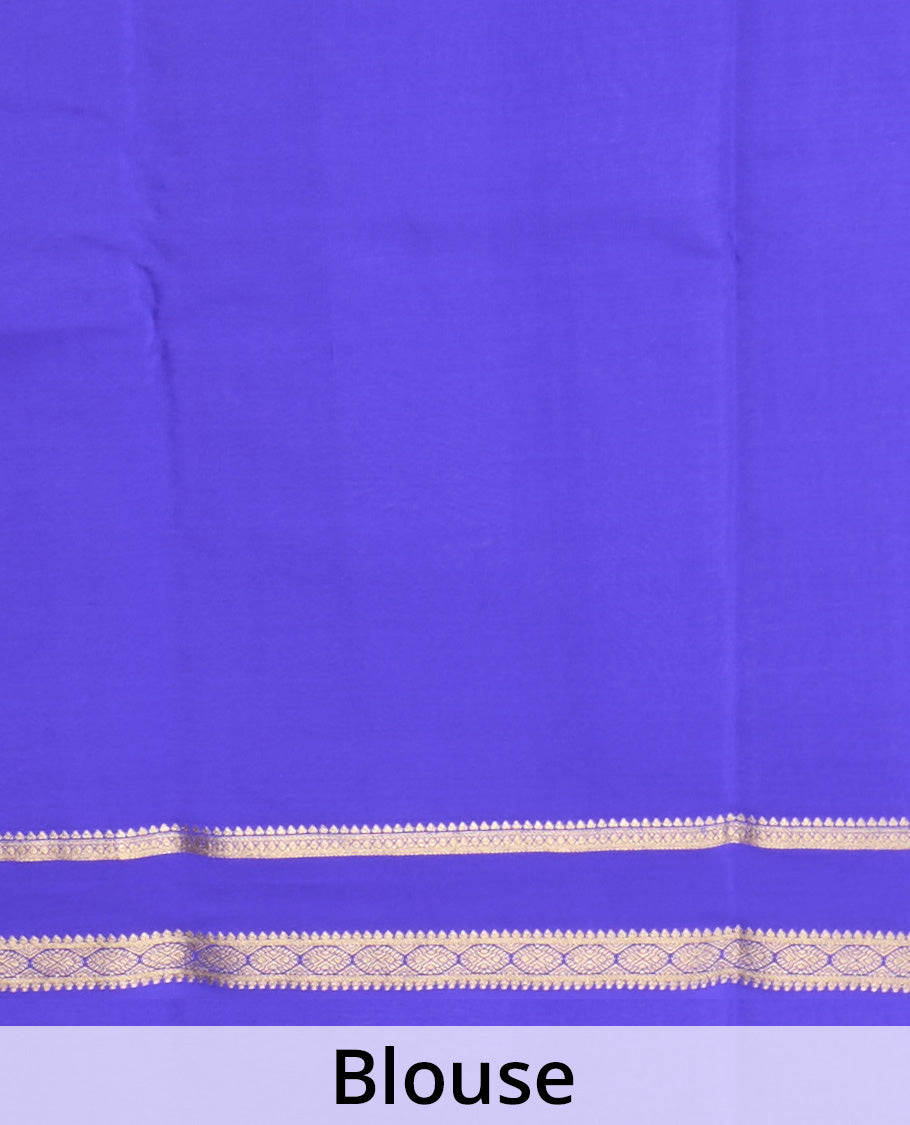 Blue checked Mysore silk saree, traditional zari rettai pettu border, and zari design pallu