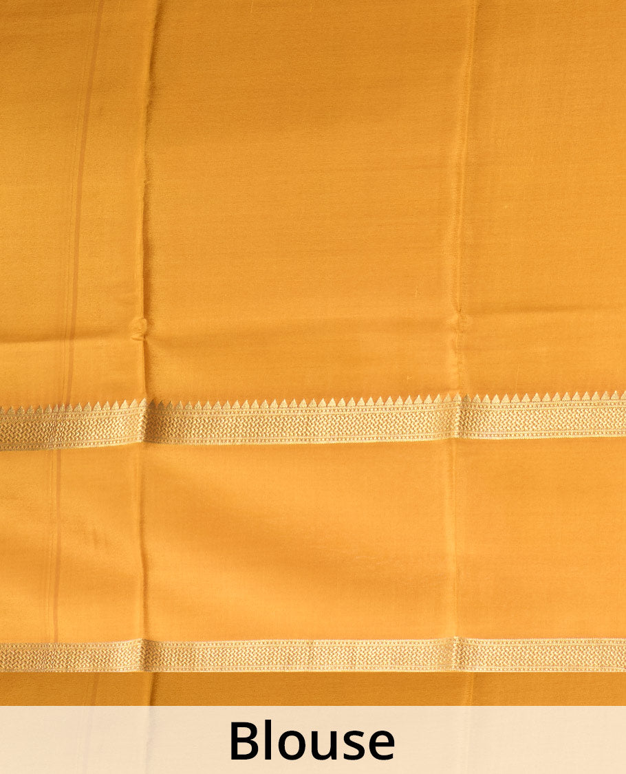 Multi-color striped Mysore silk saree with zari stripes, contrast traditional zari rettai pettu border, and intricate pallu