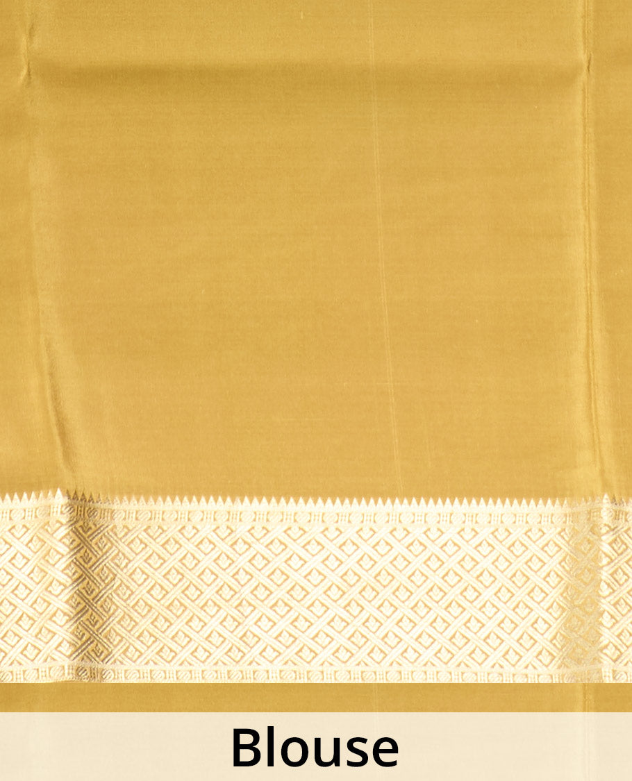 Pink zari buttas Mysore silk saree, contrast jaal border, and pallu steeped with traditional zari designs