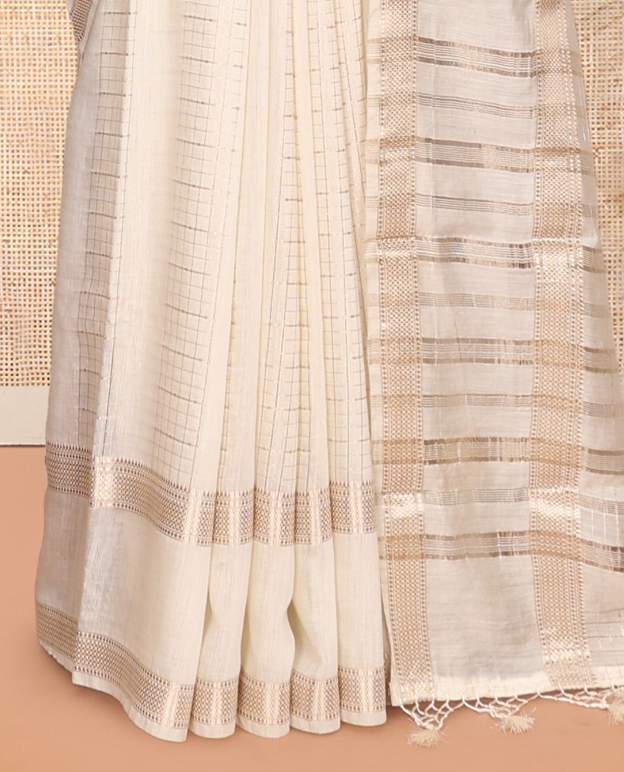 White Assam Silk Saree