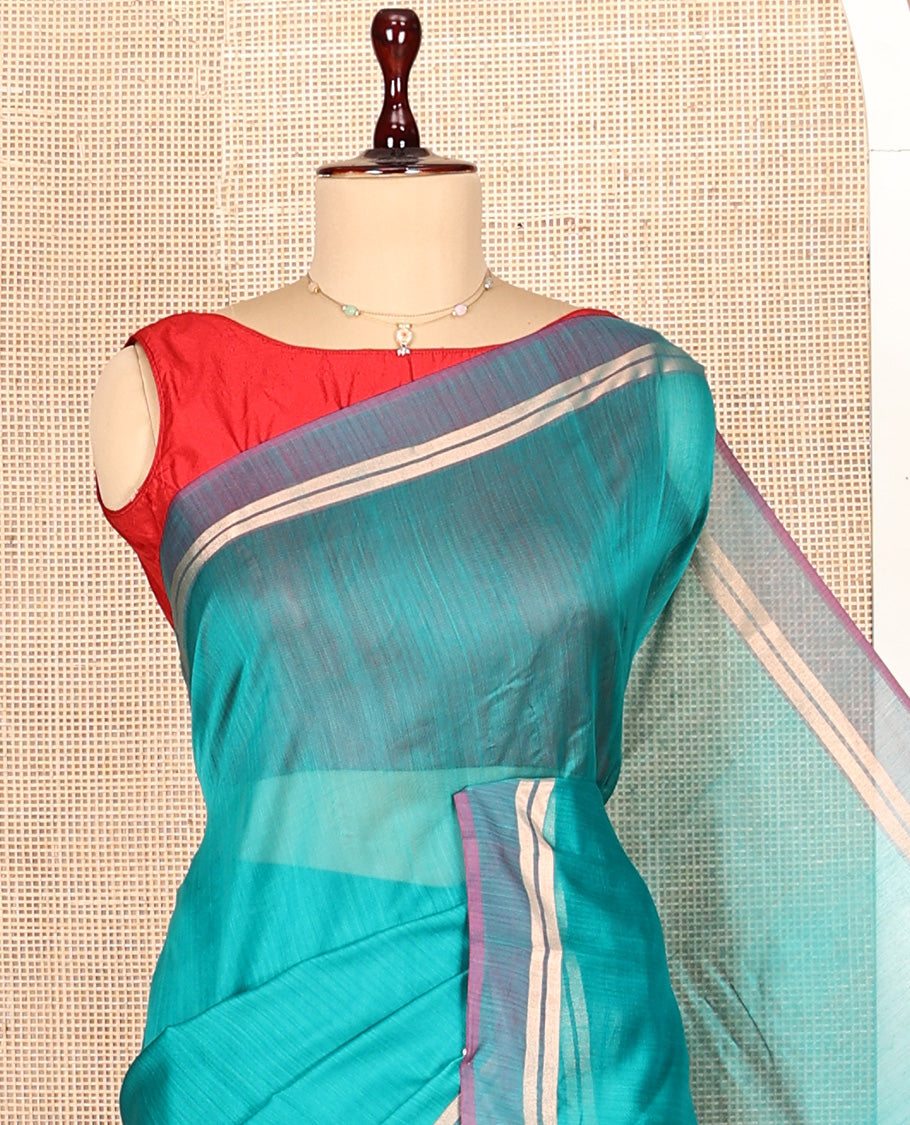 Green Plain Silk Cotton Saree
