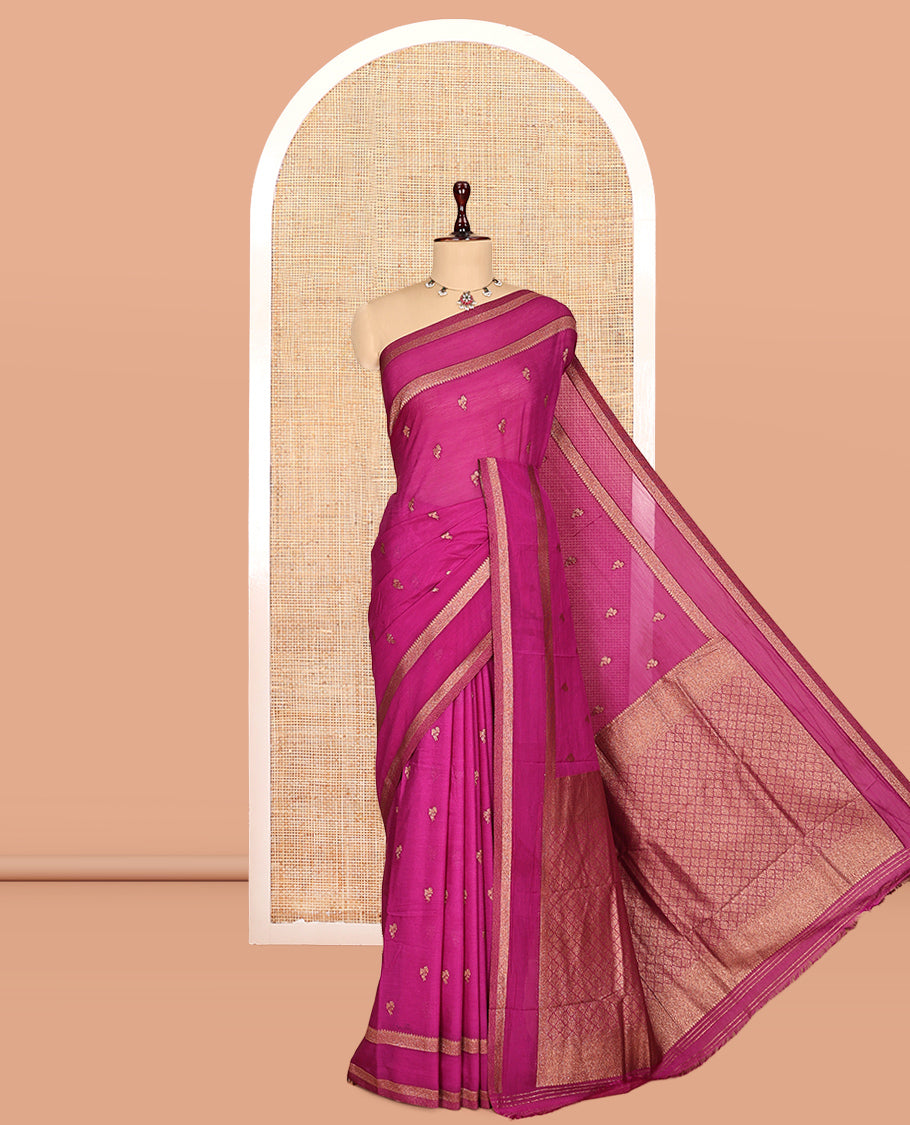 Magenta Fancy Crepe Saree