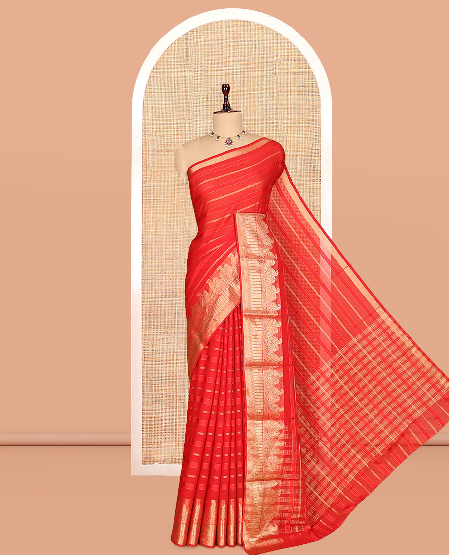 Red Semi Mysore Silk Saree