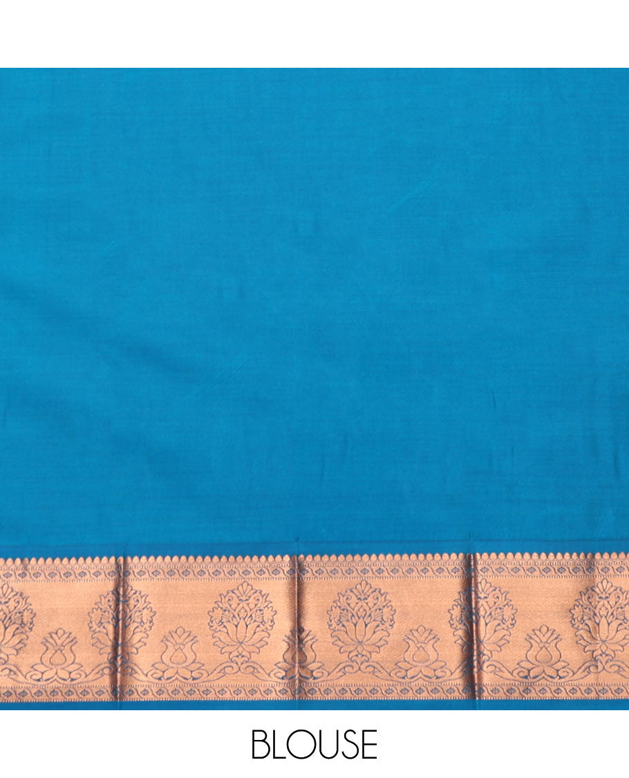 Brown Budget Silk Saree, Masterfully Woven with Jacquard, Complemented by Contrast Traditional Zari Border, Jaal Pallu, and a Contrast Blouse