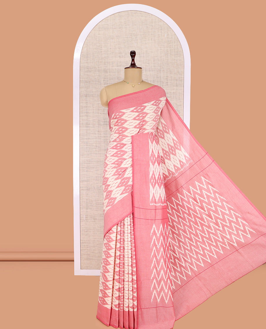 Cream Pochampally Ikat Cotton Saree