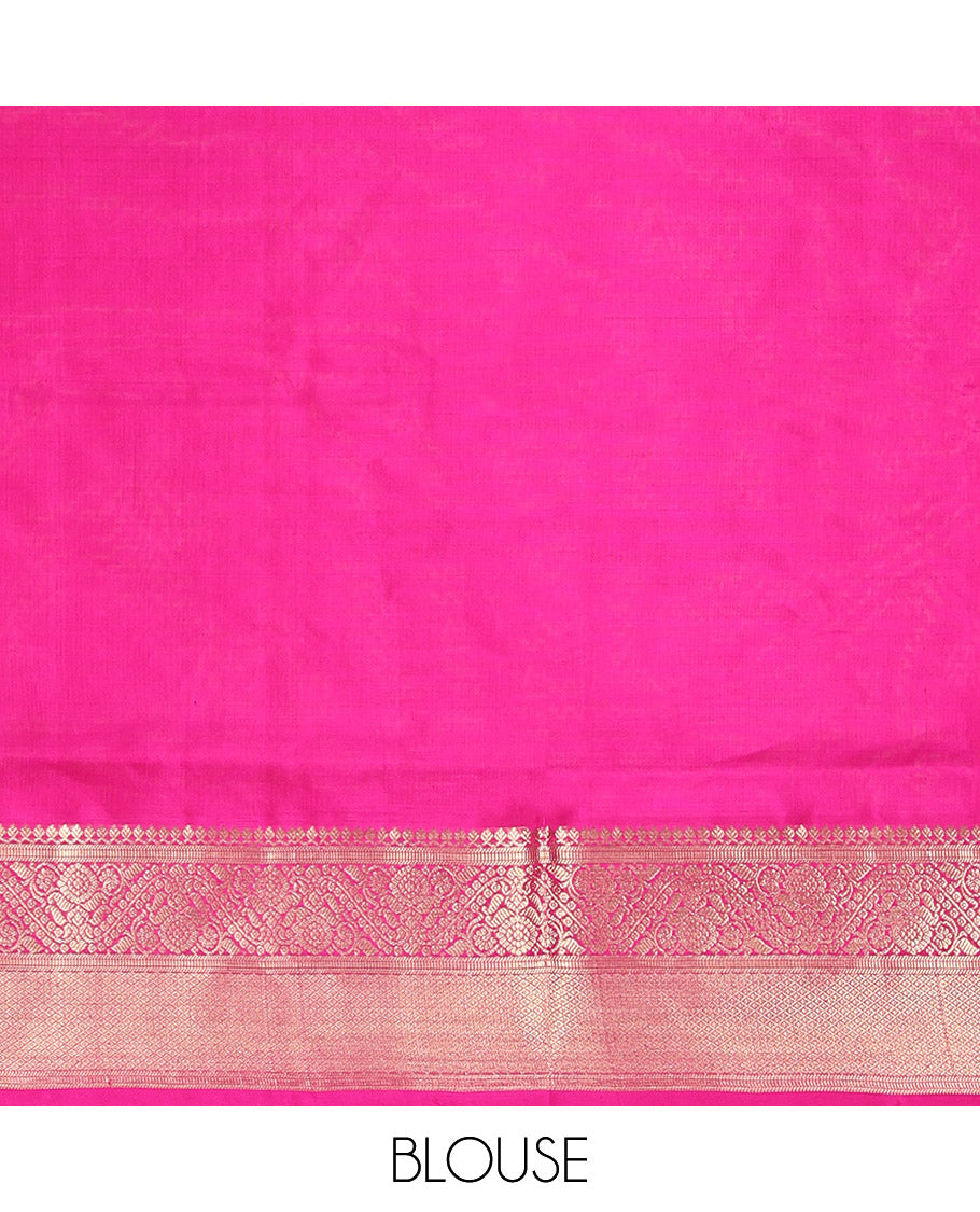 Purple Venkatagiri Silk Saree, Richly Detailed with Zari Checks All Over Its Body, Complemented by a Contrast Traditional Zari Design Border, Grand Pallu, and Paired with a Matching Blouse