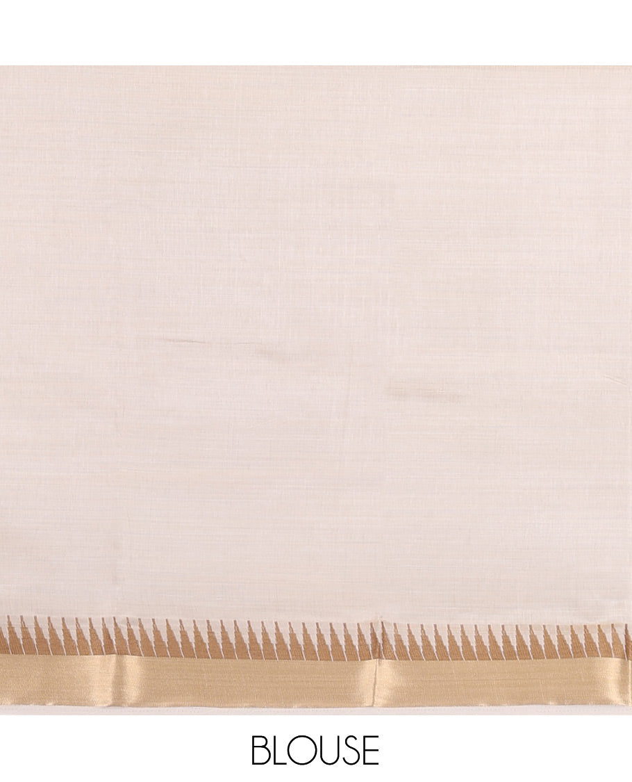 Cream Plain Art Tussar Saree