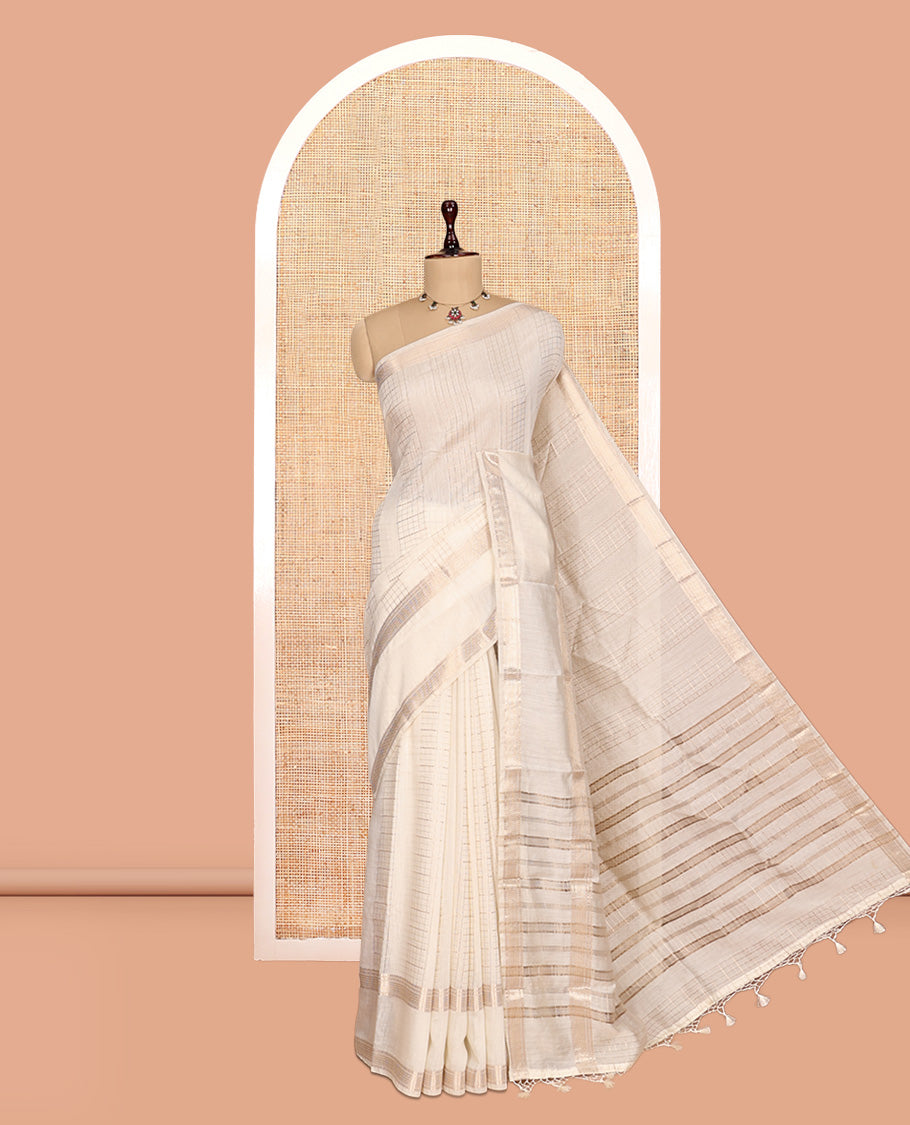 White Assam Silk Saree