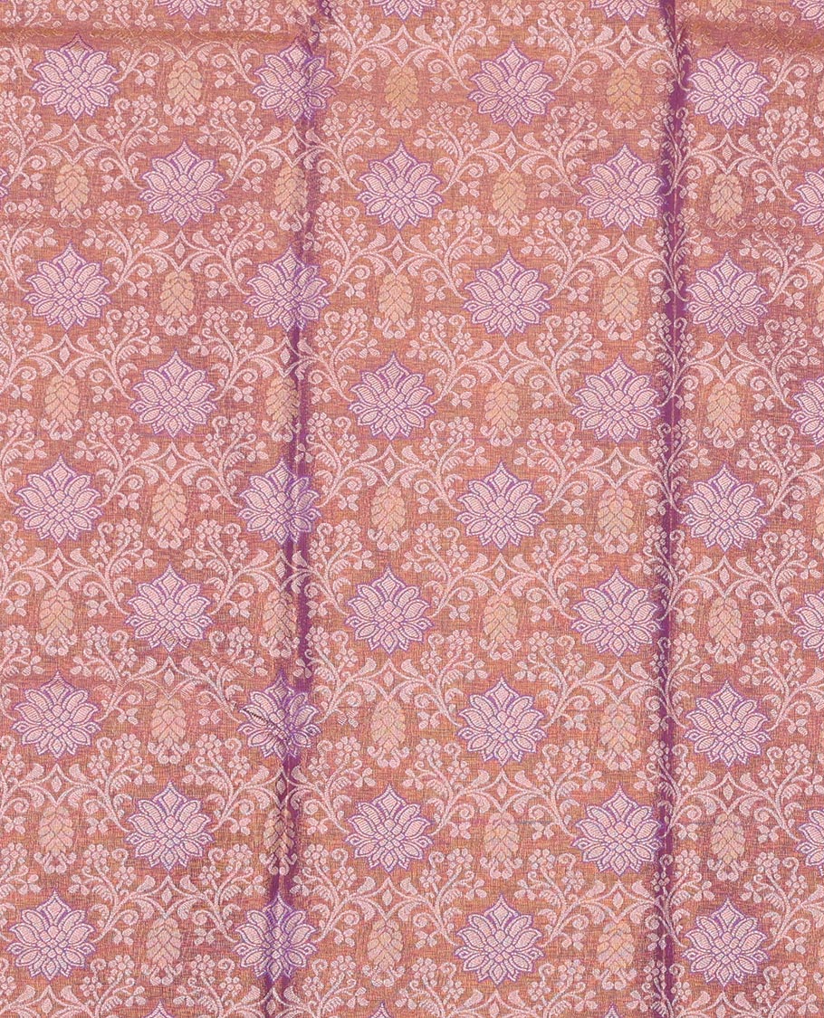 Brown Art Silk Pavadai Material Set, Beautifully Accentuated with Jacquard Design on Its Skirt, Complemented by a Contrast Traditional Zari Design Border, and Paired with a Matching Blouse