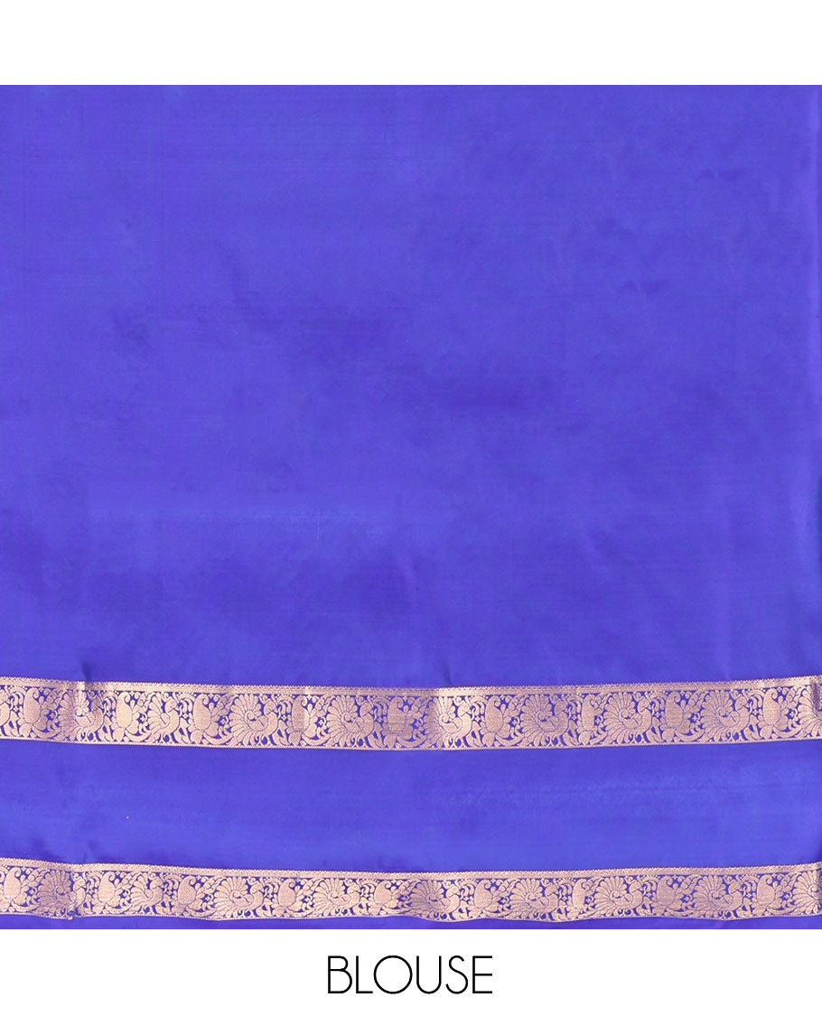 Blue Uppada Silk Saree, Elevated with Zari Buttas, a Floral Creeper Border, Grand Pallu, and a Matching Blouse