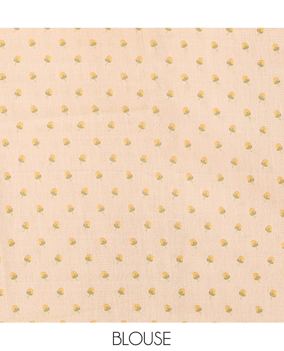 Borderless Gold Tissue Saree, Adorned with Floral Print, Floral Printed Pallu, and a Matching Blouse