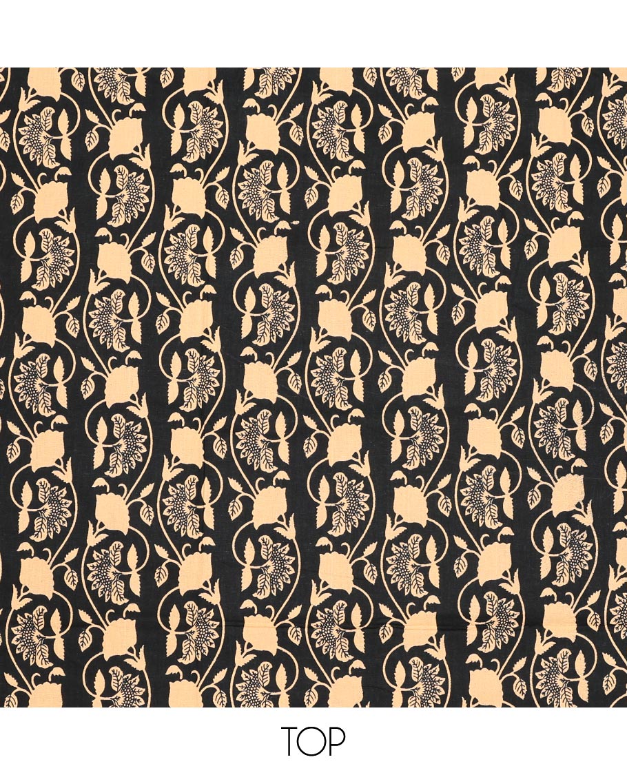 Black chudidhar material set floral vine design top with geomtric design bottom & geometric , floral design dupatta