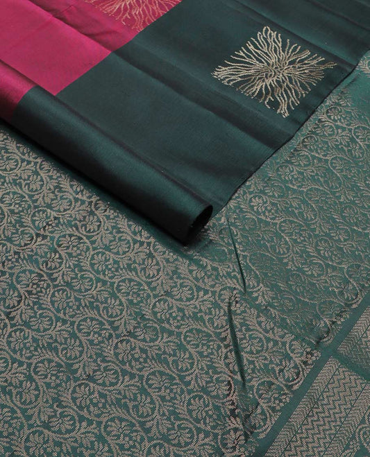 Maroon zari buttas silk mix saree, contrast zari design border & pallu of floral jaal designs