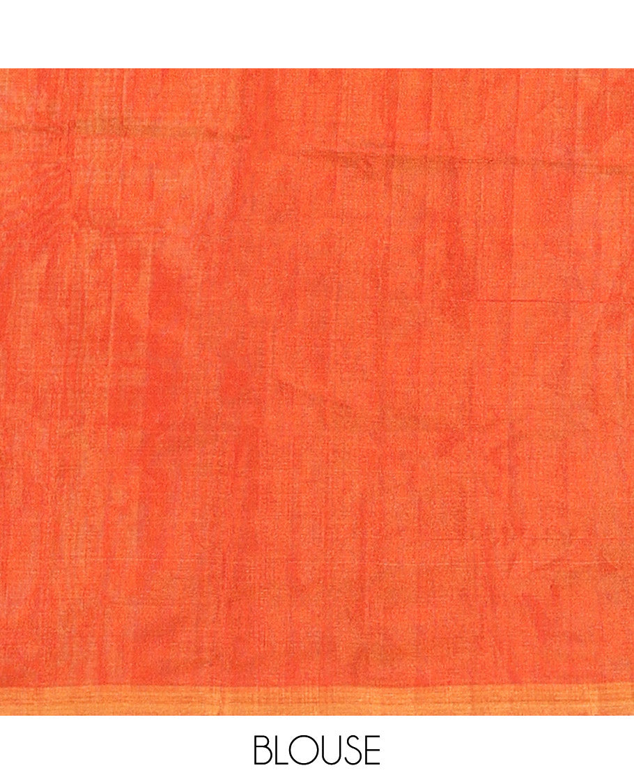 Borderless parrot green Uppada Silk Saree Artfully Detailed with Leaf Zari Buttas, Complemented by Contrast Pallu Steeped with Leaf Zari Designs, and Paired with a Contrast Blouse