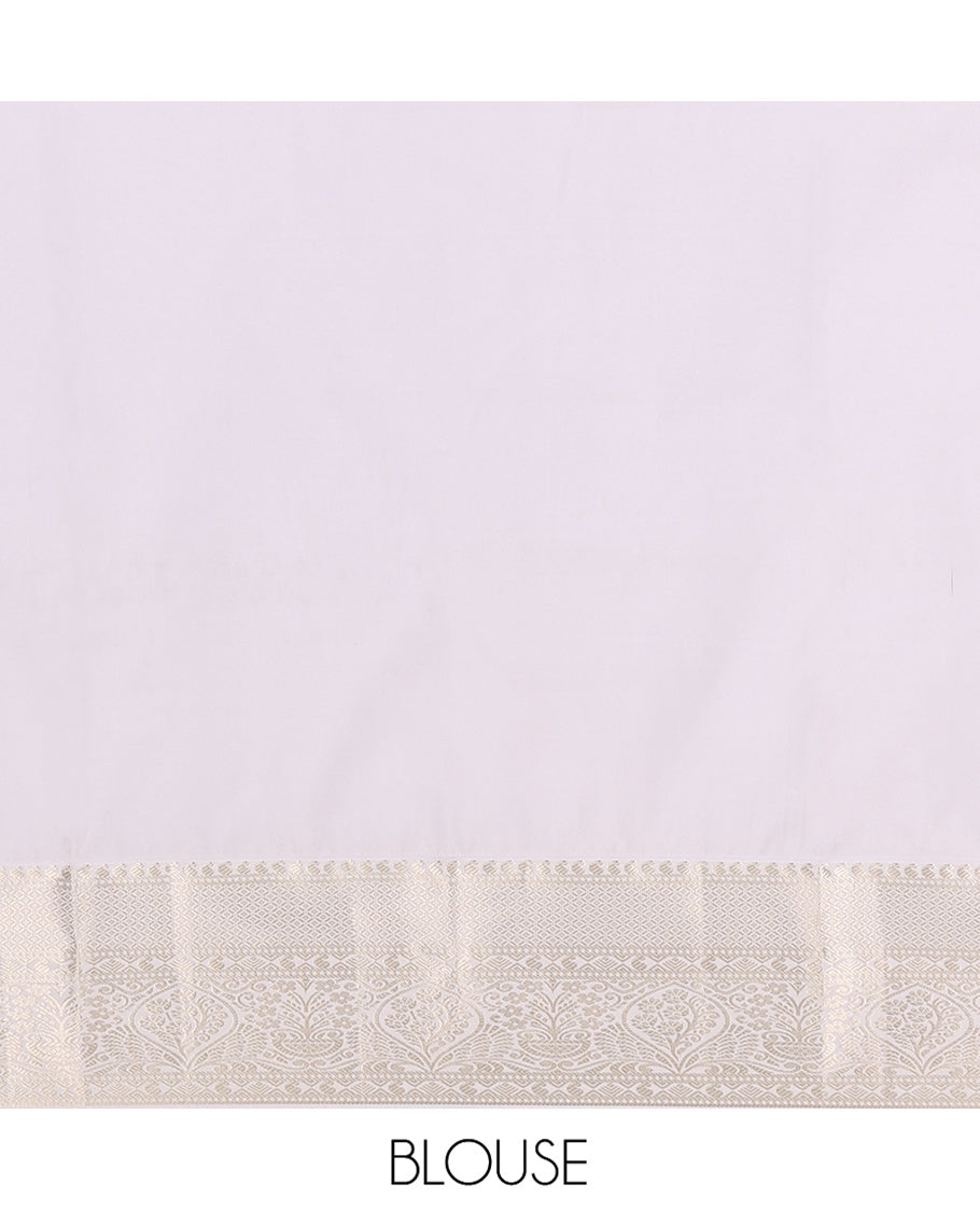 Orange Dual-Toned Budget Silk Saree, Richly Detailed with Jacquard Design on Its Body, Complemented by a Contrast Traditional Zari Design Border, Opulently Embellished Pallu, and Paired with a Contrast Blouse