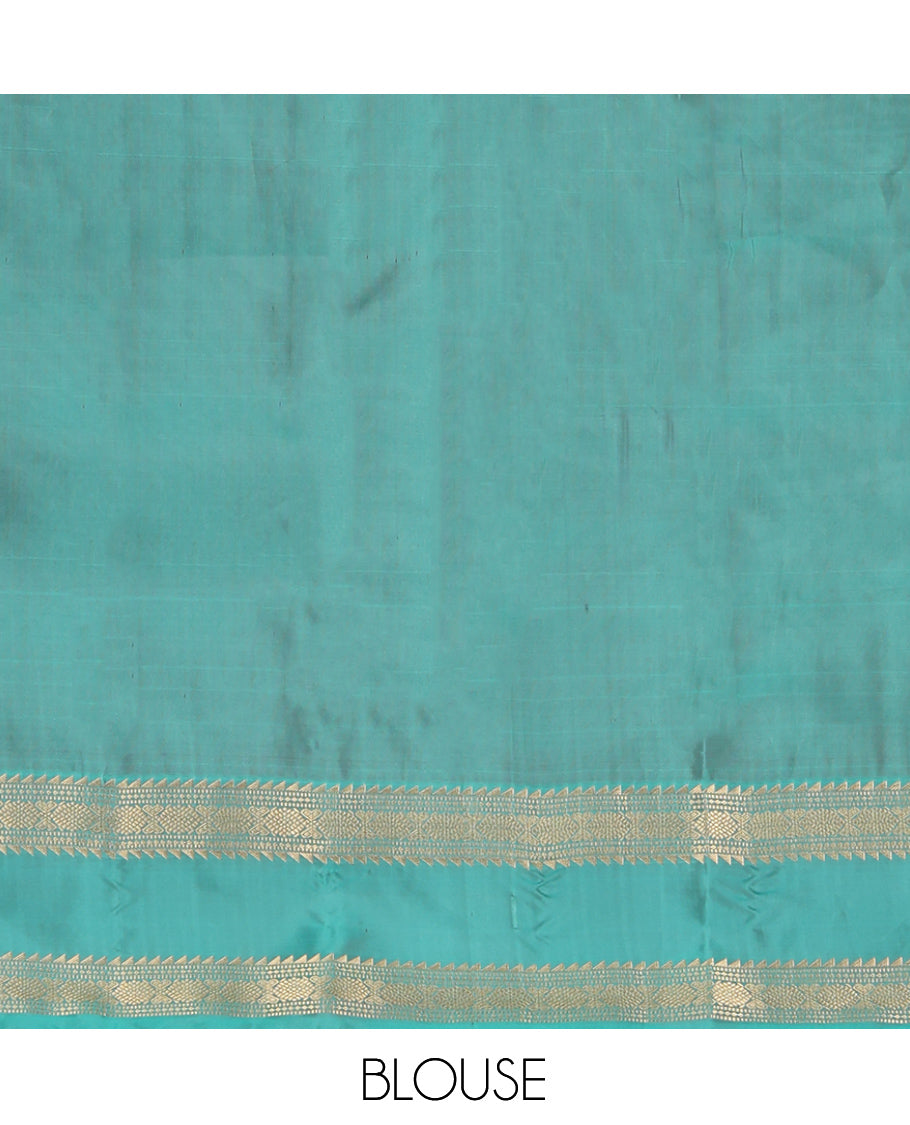 Brown Zari Buttas Woven Vasundhara Lite Silk Mix Saree, a Contrast Rettai Pettu Border, Contrast Blouse