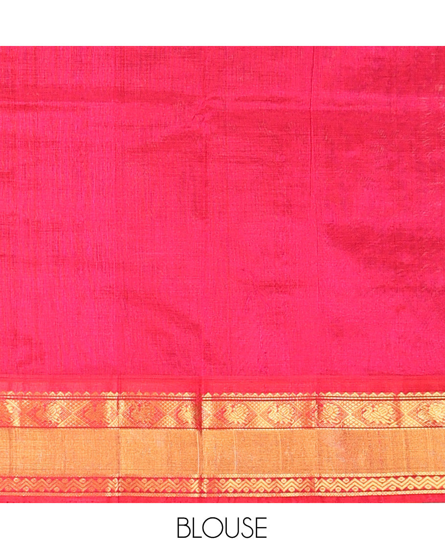 Blue Peacock Butta Kuppadam Silk Saree