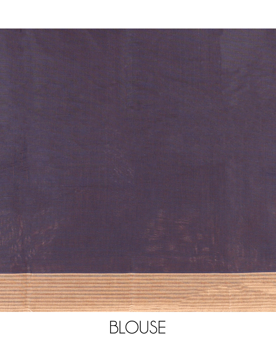 Brown Kanchi Cotton Saree, Spotlighted with Buttas on Its Body, Contrast Border, Pallu of Paisleys, and a Matching Blouse