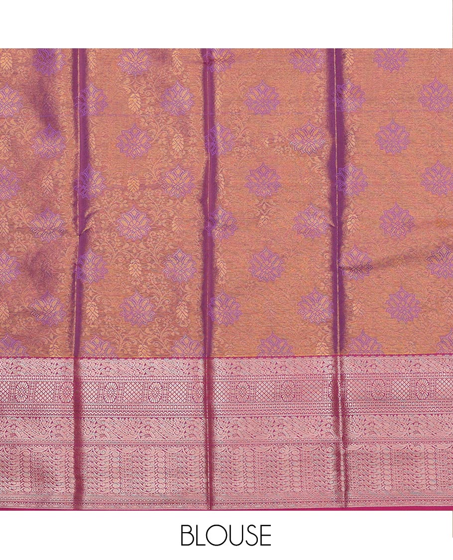 Brown Art Silk Pavadai Material Set, Beautifully Accentuated with Jacquard Design on Its Skirt, Complemented by a Contrast Traditional Zari Design Border, and Paired with a Matching Blouse