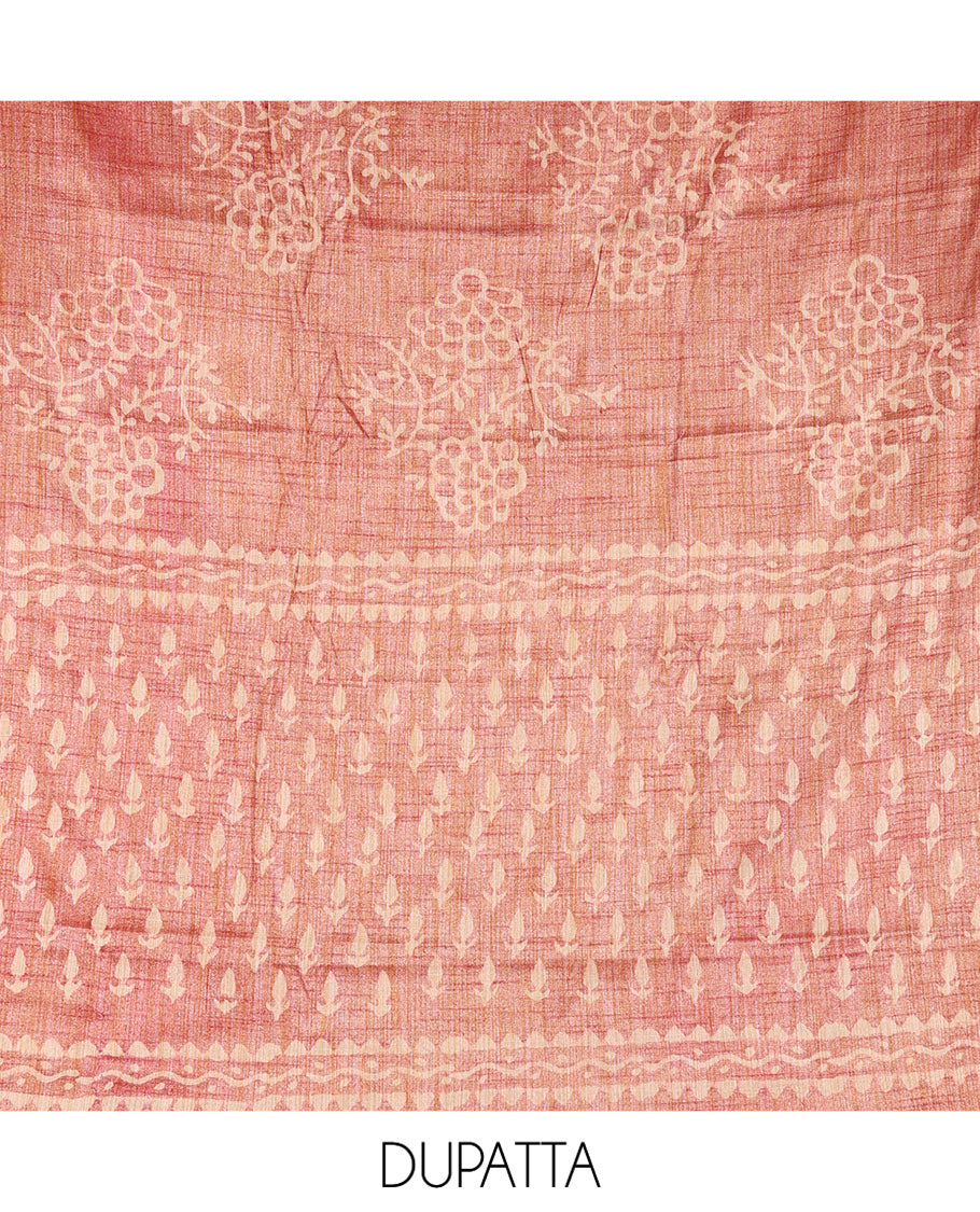 Light Maroon Semi-Silk Khadi Jute Material Chudidar Set
