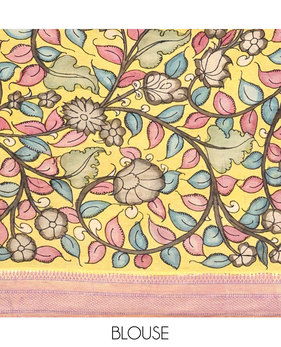 Black Tussar Kalamkari Saree