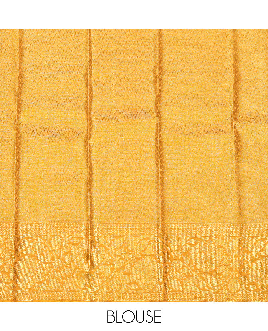 Yellow Pure Silk Navarathna Pavadai Material Set