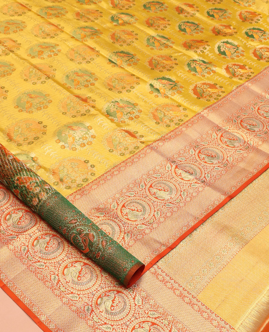 Yellow Kanchipuram Tissue Silk Saree