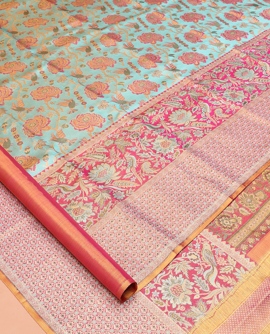 Blue Kanchipuram Tissue Bridal Silk Saree
