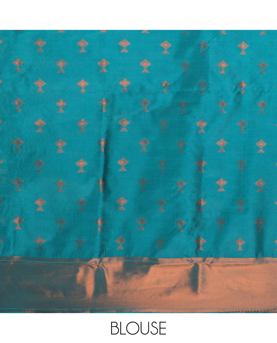 Mustard patola design litchi silk saree with contrast border & contrast pallu along with contrast blouse