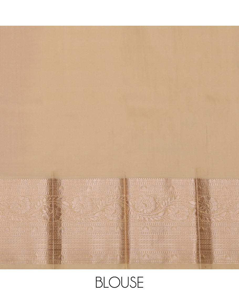 Pink Budget Silk Saree, Elevated with Zari Buttas, Complemented by a Contrast Traditional Zari Border, Grand Pallu, and a Contrast Blouse