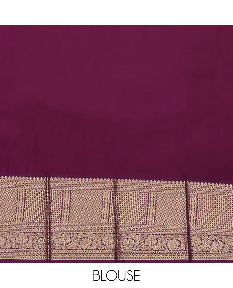 Green Budget Silk Saree, Accentuated with Zari Buttas and Stripes, Complemented by Contrast Traditional Zari Border, Jaal Pallu, and a Contrast Blouse