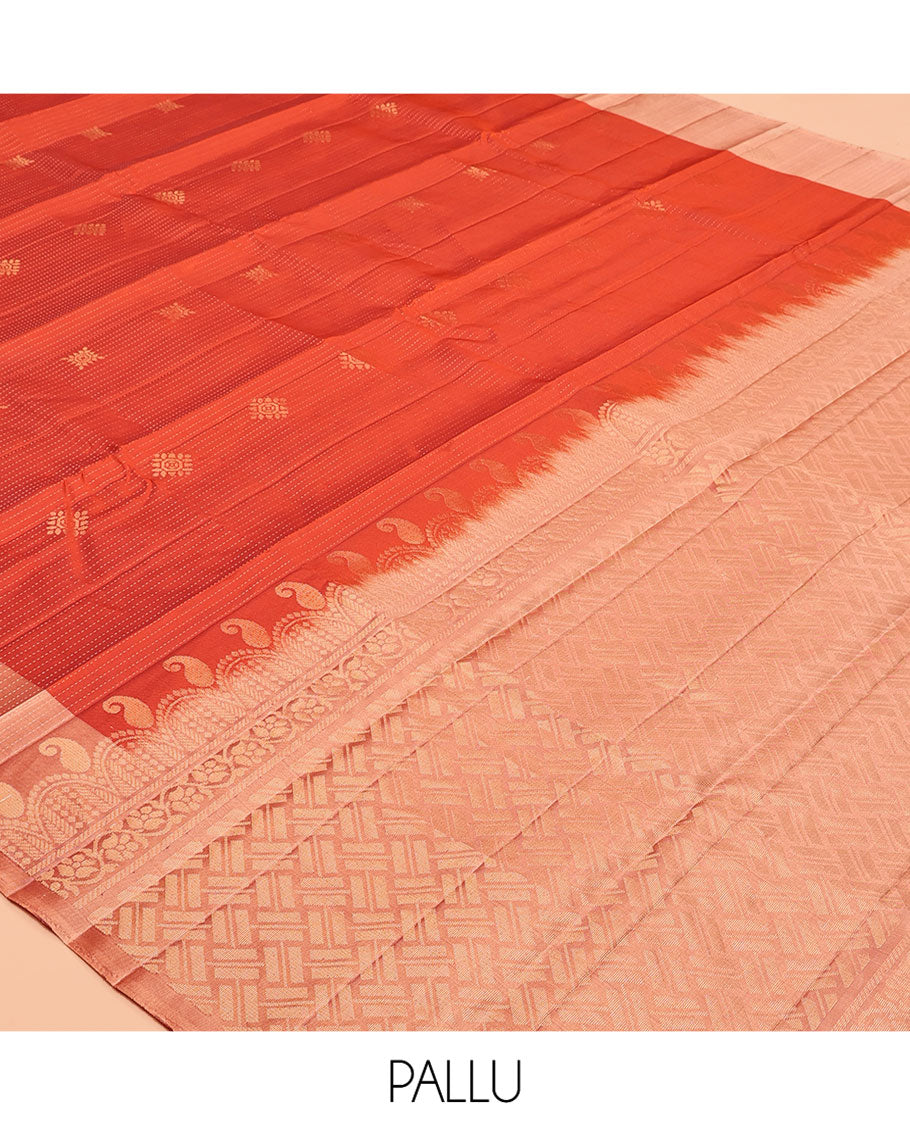 Orange Butta and Stripes Mayuri Lite Silk Mix Saree