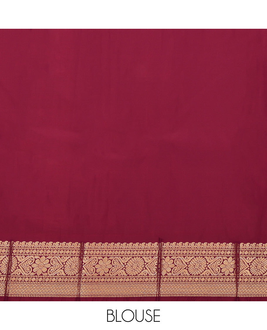 Light Maroon Budget Silk Saree, Mesmerized with Zari Buttas, Highlighted by a Traditional Zari Border, Jaal Pallu, and Matching Blouse