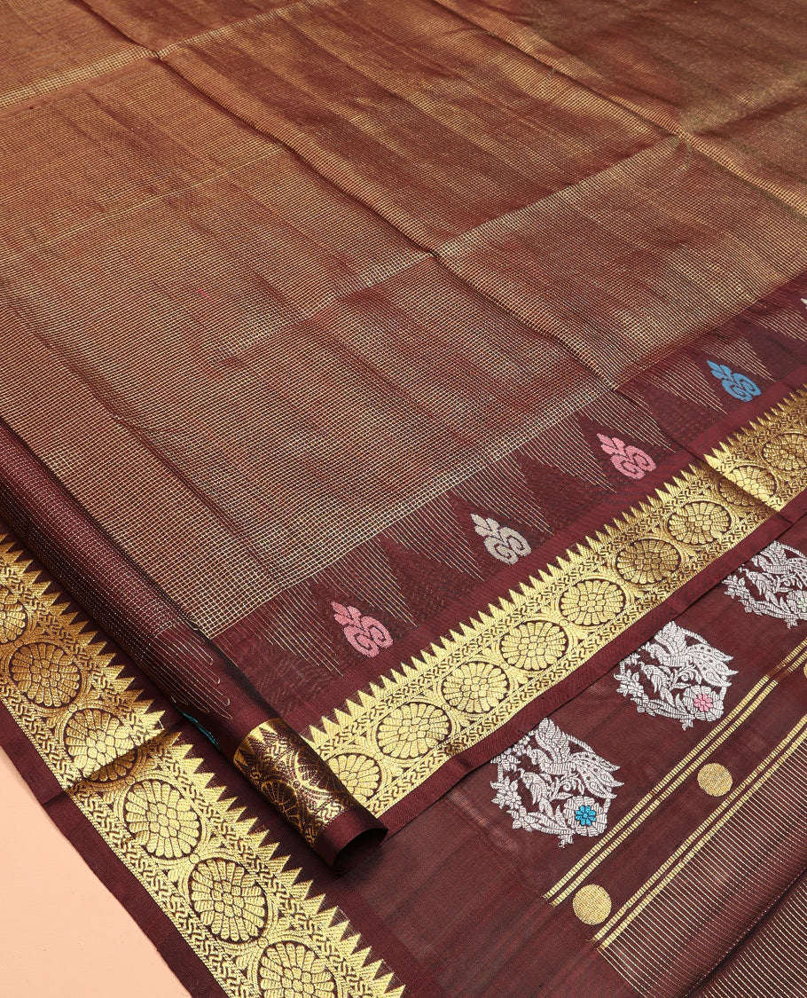 Brown Venkatagiri Silk Saree