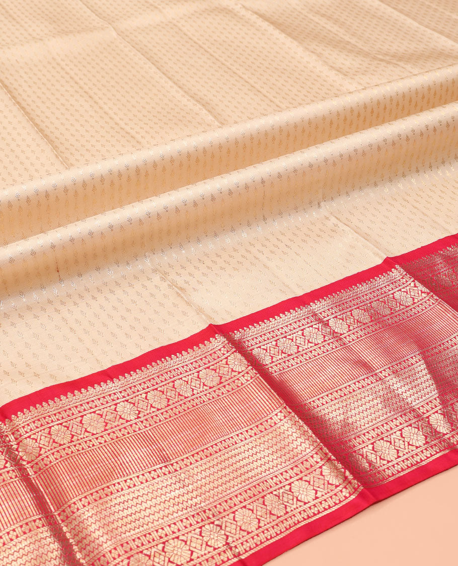 Cream Pure Silk Half Saree