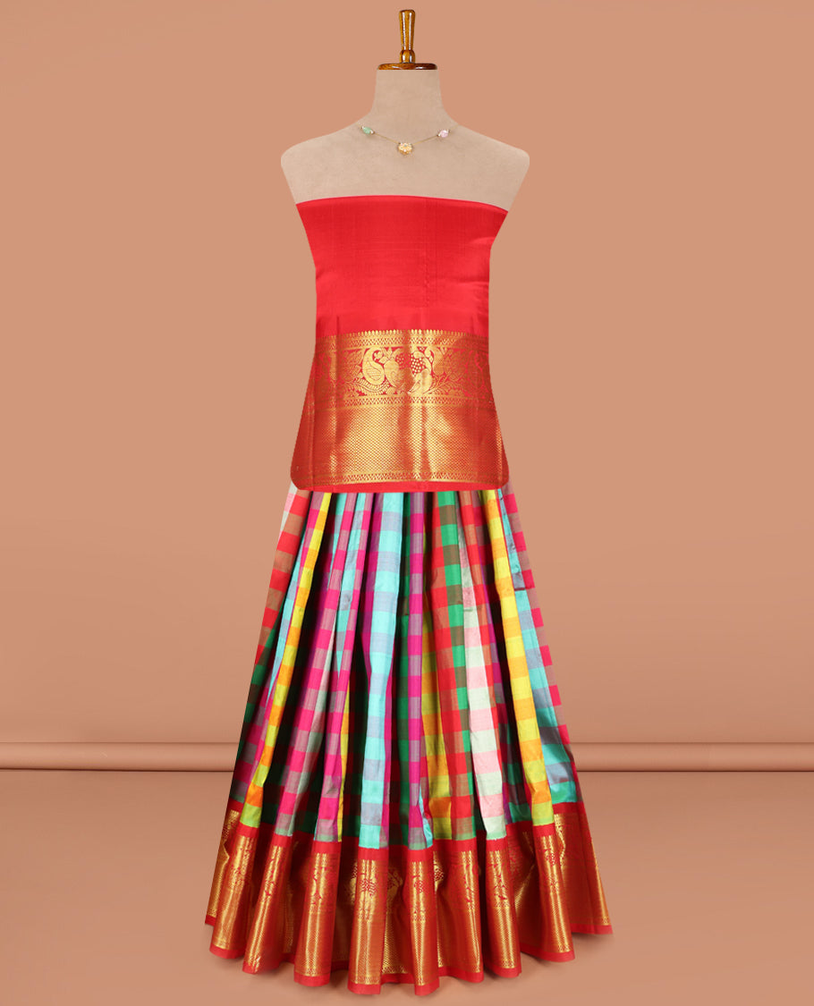 Multi-Color Pure Silk Navarathna Pavadai Material Set