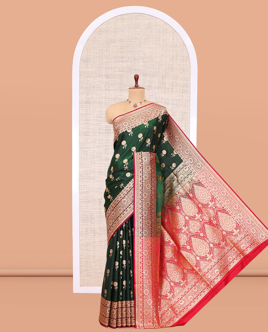 Green Semi-Banaras Nylon Saree