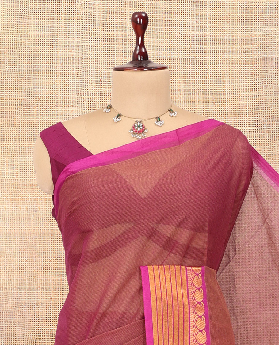 Dark Onion Pink Plain Venkatagiri Cotton Saree