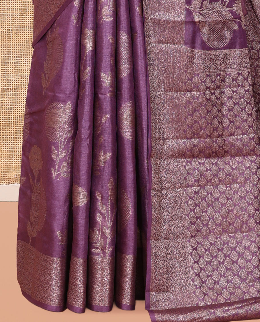 Purple Tussar Silk Saree