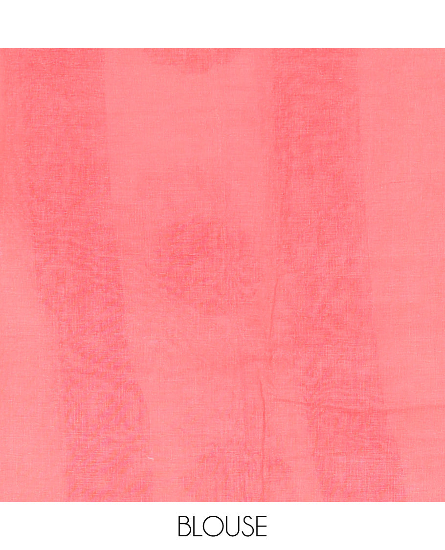 Borderless Pink Linen Cotton Saree