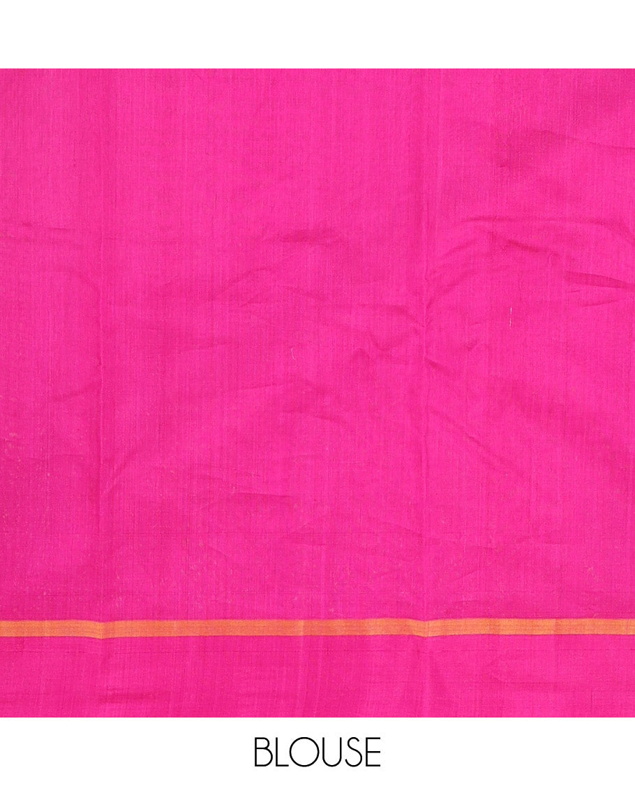Purple motifs silk cotton saree with contrast zari design border & floral jaal design pallu
